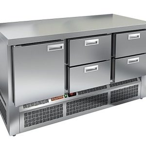 GNE 122/BT О стол охл. (-10-18), островн., 1 дверь, 4 ящика, 1485х700х850мм, ниж.распол.агрегата