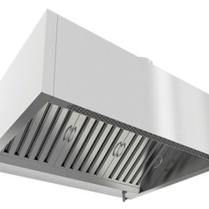 ЗКВПО-1411 зонт вытяжной коробчатый пристен. (1400х1100х400) с ж/у фильтрами, с отв., без подсвет.