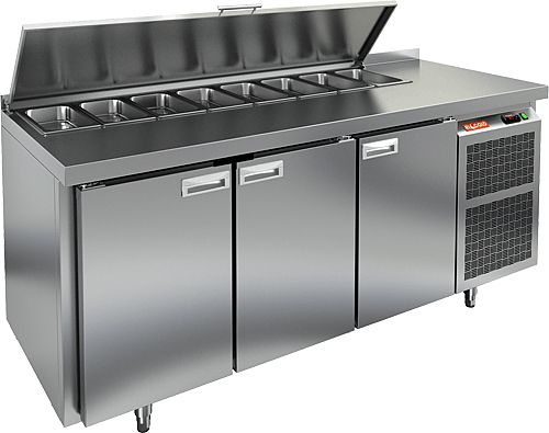 SL1-111SN (1/3) БЕЗ КРЫШКИ стол для салатов охл.(+2+10), 3 двери, 1835х600х850мм, HICOLD RUS