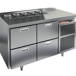 SL1-22GN (1/3) БЕЗ КРЫШКИ стол для салатов охл.(+2+10),4 ящика, 1390х700х850мм, HICOLD RUS