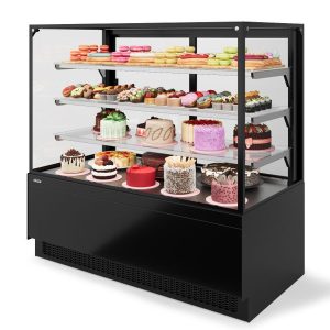 Витрина Кондитерская Vete II kub lux 90, Чёрный муар/Металлик (VG033.B9005M)