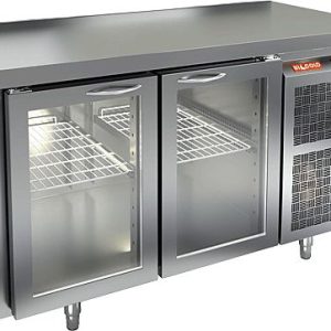 GNG 11 HT O стол охл.(+2+10), островн., 2 стеклянные двери, 1390х700х850мм, HICOLD RUS