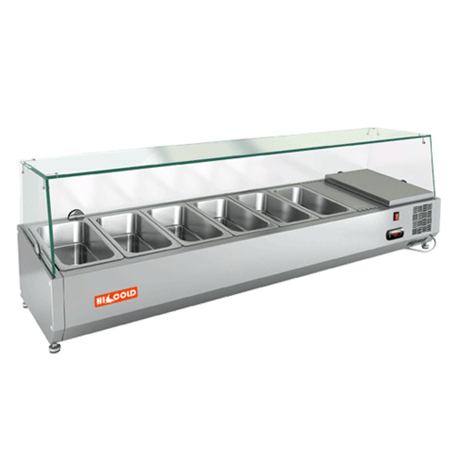 VRX 1500 1/3 витрина охл.настольная, со стеклом, 1500х385х459 мм, HICOLD RUS